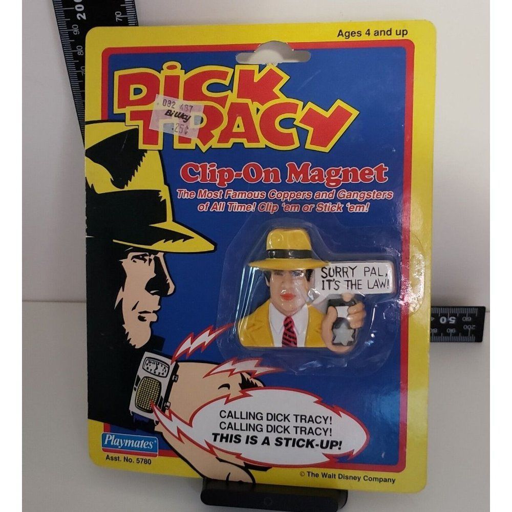 Vintage 1990 Dick Tracy Disney Clip On Magnet On Card New